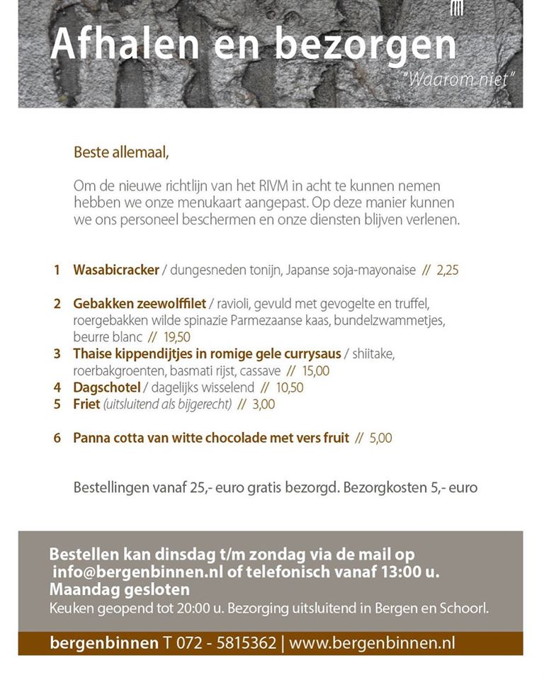 Afhaalmenu Bergen Binnen